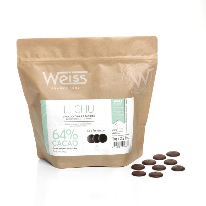 DARK CHOC DROPS LICHU 64% - WEISS 1KG