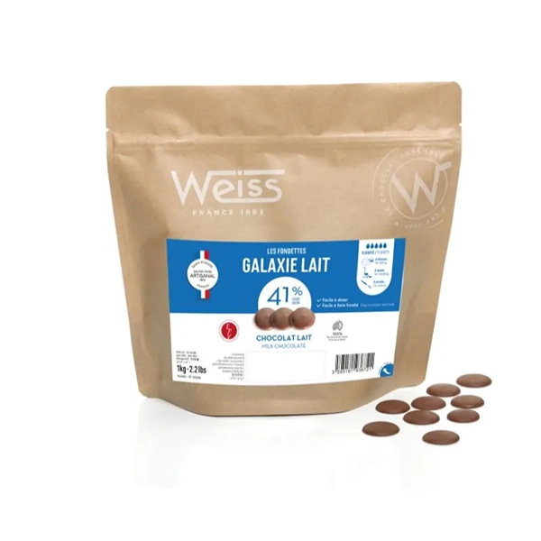 CHOC DROPS GALAXIE LAIT 41% - WEISS 1KG